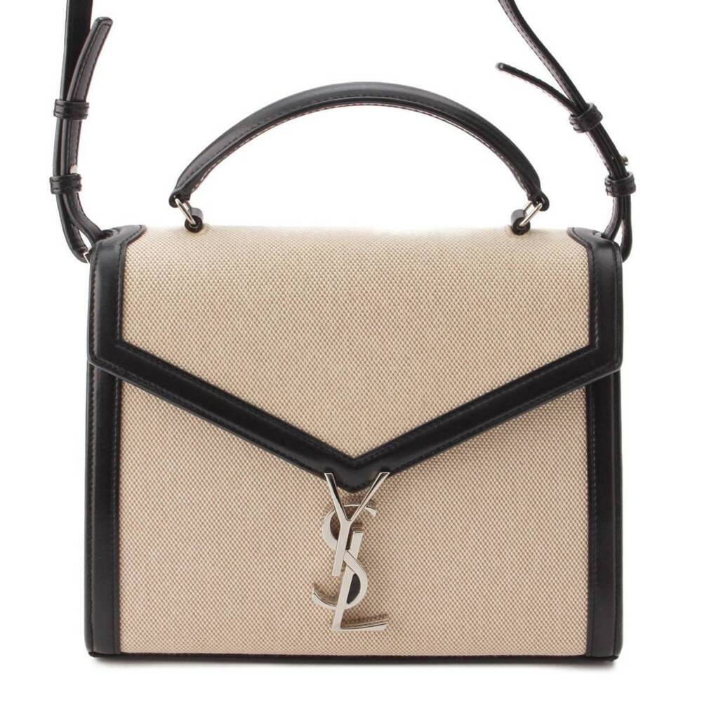 Saint Laurent Cassandra Canvas Handbag Ivory White Black - Picture 1 of 9